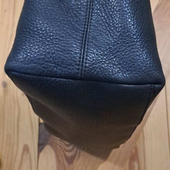 Hand Crafted Painted Black Pebble Leather Hobo Bag - Picture 7 of 17